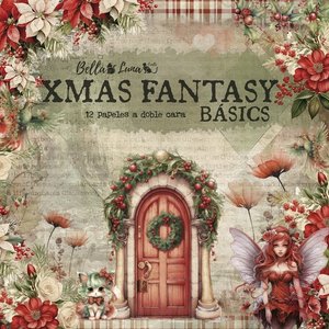 Pad 8x8&quot; Bellaluna Crafts con 12 papeles doble cara Xmas Fantasy Basics